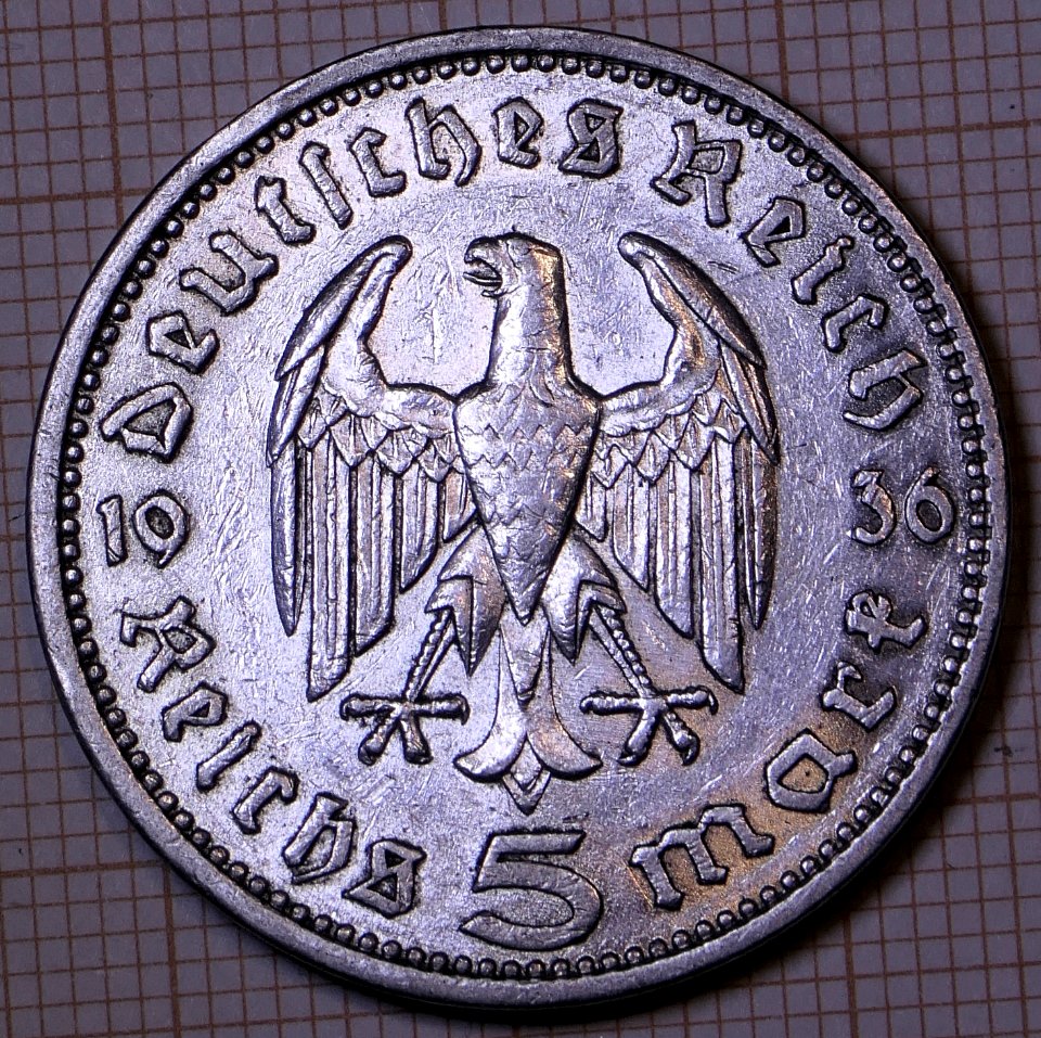 Deutsches Reich 5 RM 1936 Avers