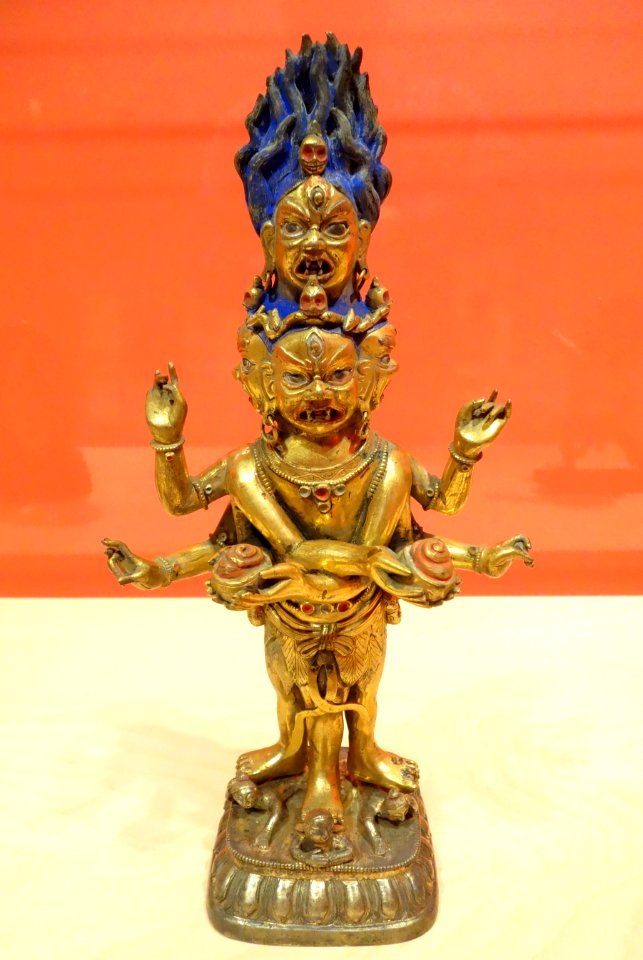 Dharmapala, Tibeto-Chinese, c. 1800, gilt bronze, silver, semiprecious stones - Berkeley Art Museum and Pacific Film Archive - DSC04067