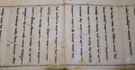Dharani of the tantric goddess Usnisavijaya who removes all misery, Old Turkic in Uighur script with comments in Brahmi, Murtuk, 13th-14th century, paper, view 2 - Ethnological Museum, Berlin - DSC01800 photo