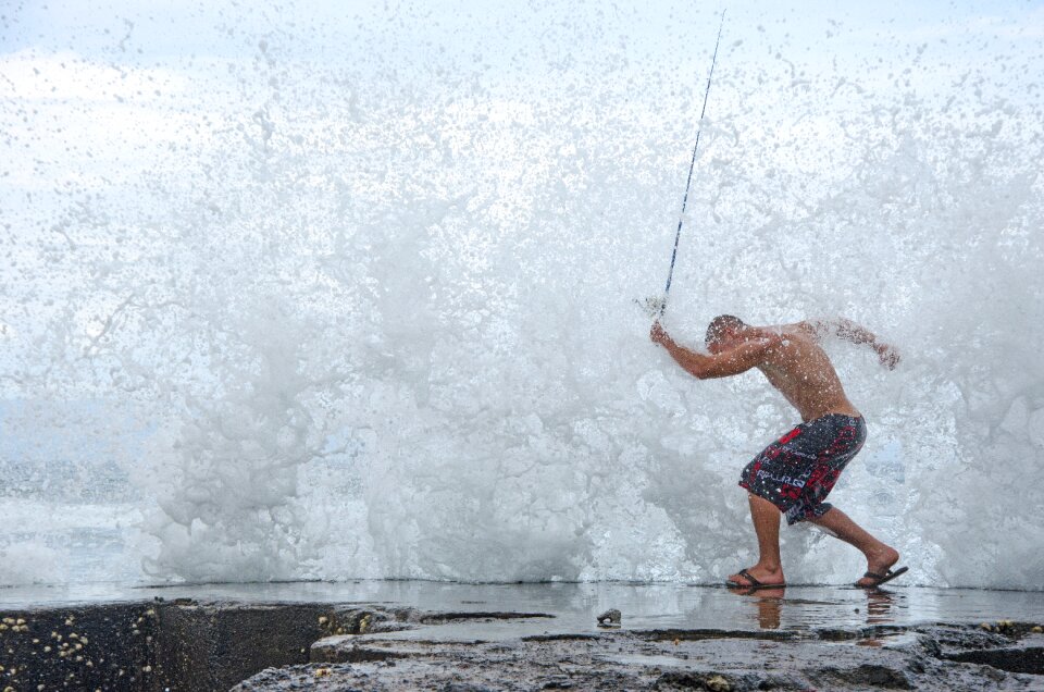 Man swimming trunks fish