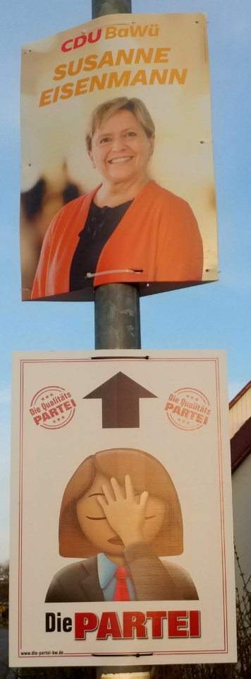Die Partei Plakat unter Susanne Eisenmann