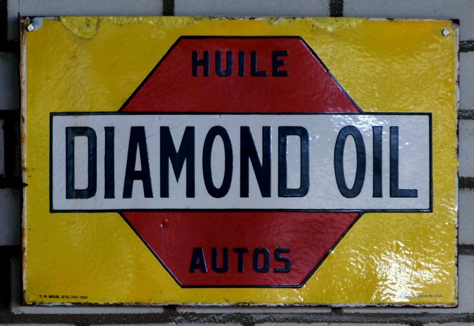 Diamond Oil, Huile Autos, enamel advertising sign