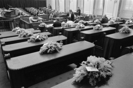 Den Haag 400 jaar zetel Staten Generaal bloemen in Tweede Kamer, Bestanddeelnr 934-1724