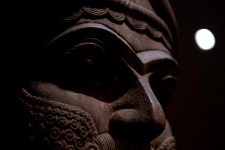 Details of the lamassu and palace reliefs of Neo-Assyrian king Ashurnasirpal (883-888 BC) at the Metropolitan Museum of Art
