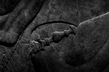 Details of the lamassu and palace reliefs of Neo-Assyrian king Ashurnasirpal (883-884 BC) at the Metropolitan Museum of Art