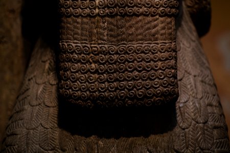 Details of the lamassu and palace reliefs of Neo-Assyrian king Ashurnasirpal (883-895 BC) at the Metropolitan Museum of Art