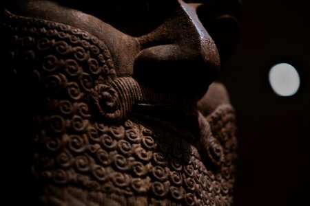 Details of the lamassu and palace reliefs of Neo-Assyrian king Ashurnasirpal (883-890 BC) at the Metropolitan Museum of Art