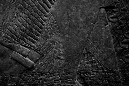 Details of the lamassu and palace reliefs of Neo-Assyrian king Ashurnasirpal (883-866 BC) at the Metropolitan Museum of Art