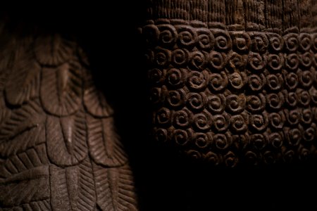 Details of the lamassu and palace reliefs of Neo-Assyrian king Ashurnasirpal (883-892 BC) at the Metropolitan Museum of Art
