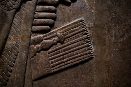 Details of the lamassu and palace reliefs of Neo-Assyrian king Ashurnasirpal (883-879 BC) at the Metropolitan Museum of Art