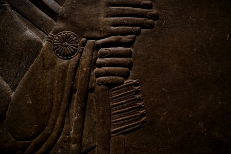 Details from the palace reliefs of Neo-Assyrian king Ashurnasirpal II (883-863 BC) on view at the Metropolitan Museum of Art
