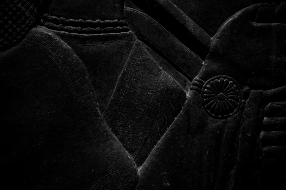 Details from the palace reliefs of Neo-Assyrian king Ashurnasirpal II (883-867 BC) on view at the Metropolitan Museum of Art