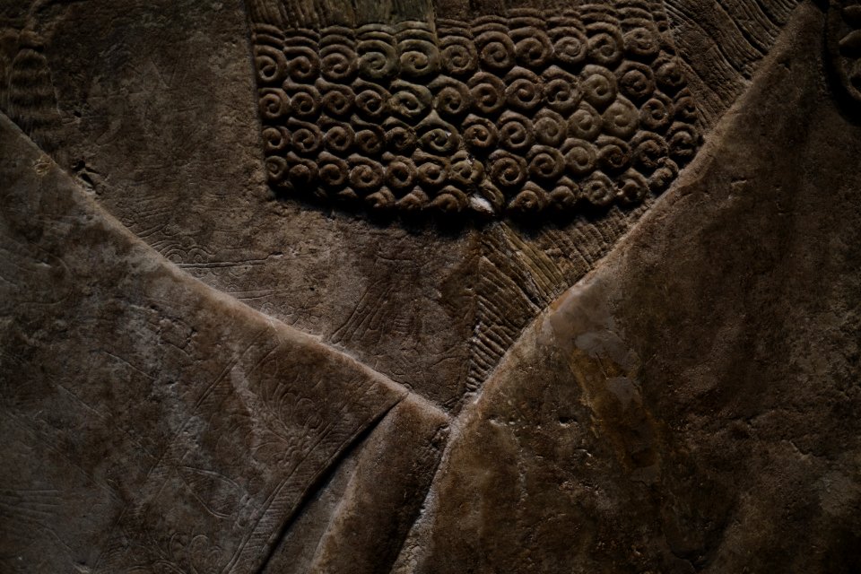 Details from the palace reliefs of Neo-Assyrian king Ashurnasirpal II (883-877 BC) on view at the Metropolitan Museum of Art
