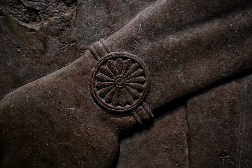 Details of the lamassu and palace reliefs of Neo-Assyrian king Ashurnasirpal (883-877 BC) at the Metropolitan Museum of Art