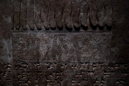 Details from the palace reliefs of Neo-Assyrian king Ashurnasirpal II (883-901 BC) on view at the Metropolitan Museum of Art