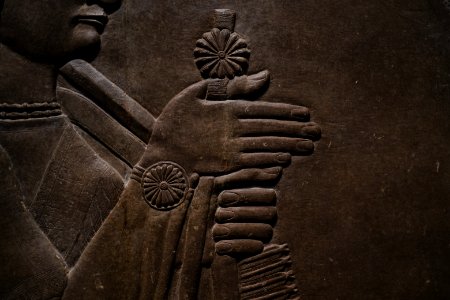 Details from the palace reliefs of Neo-Assyrian king Ashurnasirpal II (883-862 BC) on view at the Metropolitan Museum of Art