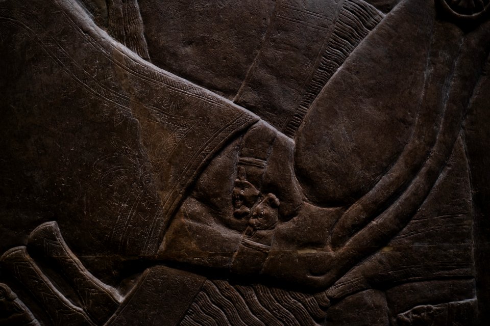 Details from the palace reliefs of Neo-Assyrian king Ashurnasirpal II (883-899 BC) on view at the Metropolitan Museum of Art