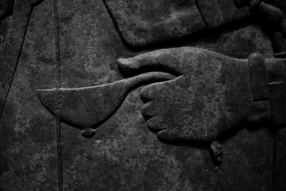 Details from the palace reliefs of Neo-Assyrian king Ashurnasirpal II (883-906 BC) on view at the Metropolitan Museum of Art