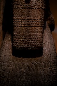 Details of the lamassu and palace reliefs of Neo-Assyrian king Ashurnasirpal (883-898 BC) at the Metropolitan Museum of Art