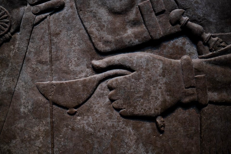 Details from the palace reliefs of Neo-Assyrian king Ashurnasirpal II (883-905 BC) on view at the Metropolitan Museum of Art