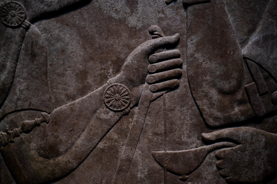 Details from the palace reliefs of Neo-Assyrian king Ashurnasirpal II (883-904 BC) on view at the Metropolitan Museum of Art