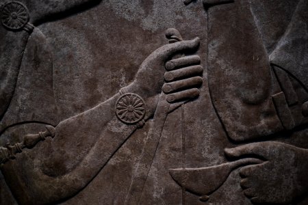 Details from the palace reliefs of Neo-Assyrian king Ashurnasirpal II (883-904 BC) on view at the Metropolitan Museum of Art