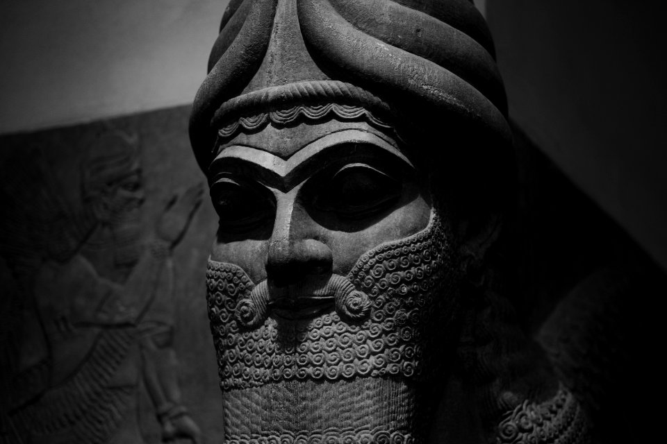 Details of the lamassu and palace reliefs of Neo-Assyrian king Ashurnasirpal (883-901 BC) at the Metropolitan Museum of Art