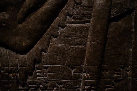 Details of the palace reliefs of Neo-Assyrian king Ashurnasirpal II (883-877 BC) on view at the Metropolitan Museum of Art