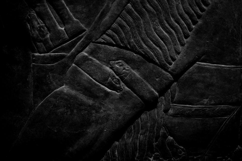 Details from the palace reliefs of Neo-Assyrian king Ashurnasirpal II (883-887 BC) on view at the Metropolitan Museum of Art