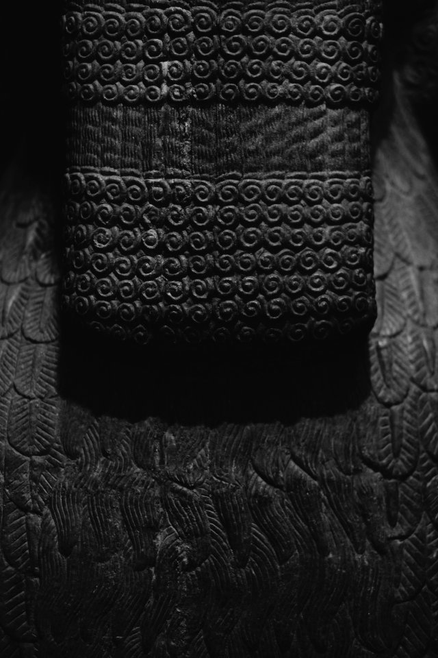 Details of the lamassu and palace reliefs of Neo-Assyrian king Ashurnasirpal (883-900 BC) at the Metropolitan Museum of Art
