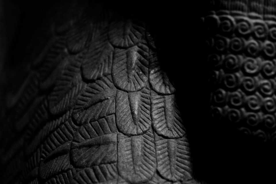 Details of the lamassu and palace reliefs of Neo-Assyrian king Ashurnasirpal (883-893 BC) at the Metropolitan Museum of Art