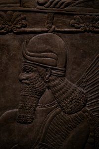 Details of the lamassu and palace reliefs of Neo-Assyrian king Ashurnasirpal (883-902 BC) at the Metropolitan Museum of Art