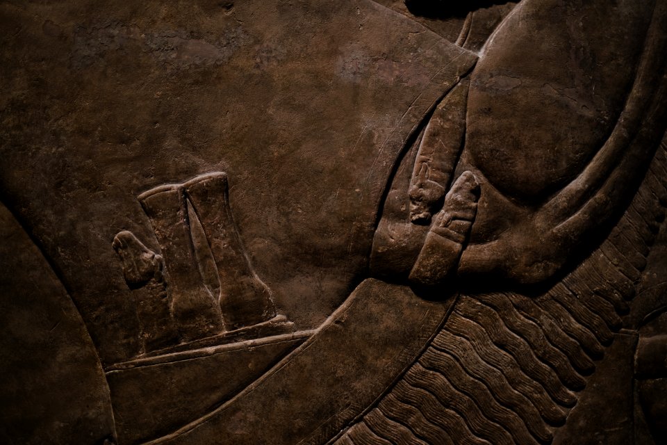 Details from the palace reliefs of Neo-Assyrian king Ashurnasirpal II (883-888 BC) on view at the Metropolitan Museum of Art