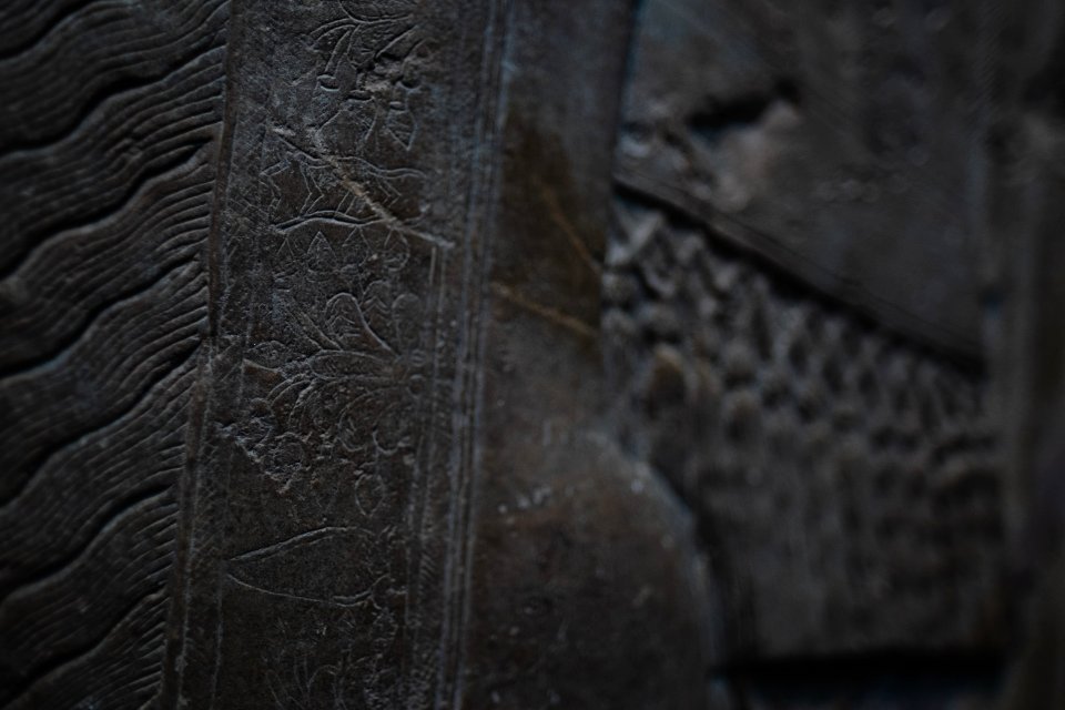Details of the reliefs from the palace of Neo-Assyrian king Ashurnasirpal II (883-870 BC) on view at the Metropolitan Museum of Art