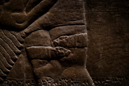 Details of the palace reliefs of Neo-Assyrian king Ashurnasirpal II (883-900 BC) on view at the Metropolitan Museum of Art