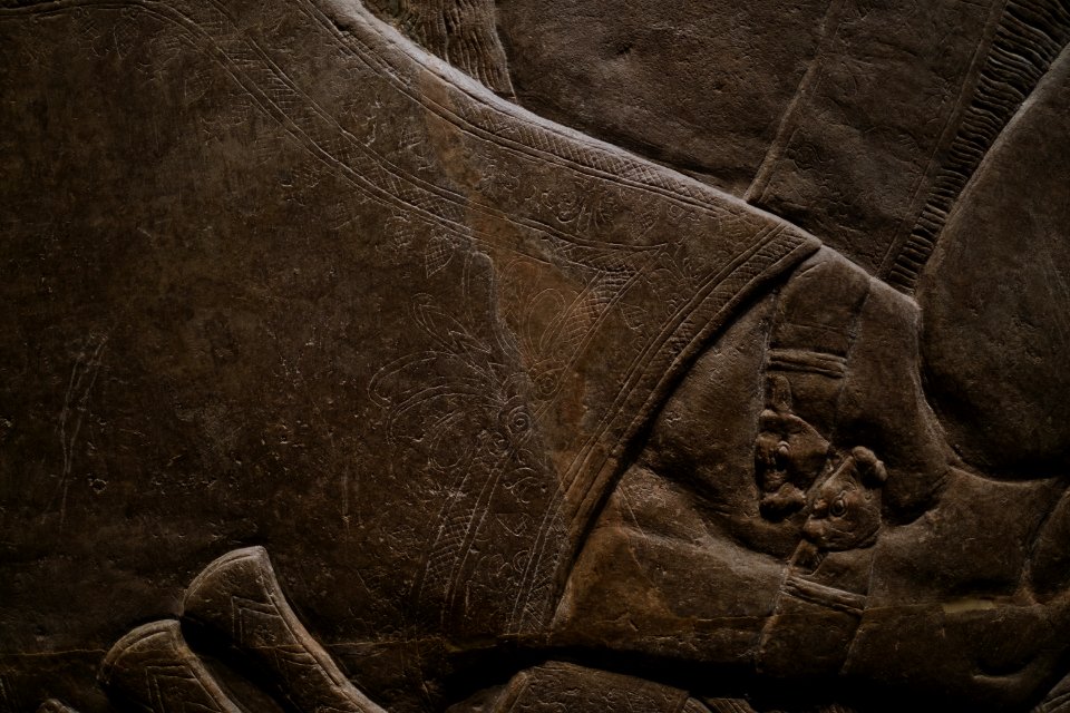 Details of the palace reliefs of Neo-Assyrian king Ashurnasirpal II (883-901 BC) on view at the Metropolitan Museum of Art