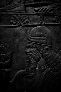 Details of the palace reliefs of Neo-Assyrian king Ashurnasirpal II (883-894 BC) on view at the Metropolitan Museum of Art