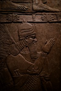 Details of the palace reliefs of Neo-Assyrian king Ashurnasirpal II (883-898 BC) on view at the Metropolitan Museum of Art