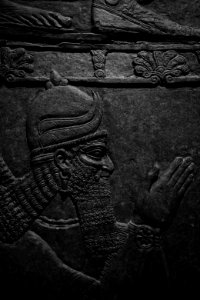 Details of the palace reliefs of Neo-Assyrian king Ashurnasirpal II (883-897 BC) on view at the Metropolitan Museum of Art