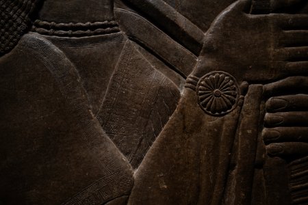 Details of the palace reliefs of Neo-Assyrian king Ashurnasirpal II (883-885 BC) on view at the Metropolitan Museum of Art
