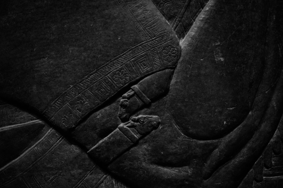Details of the palace reliefs of Neo-Assyrian king Ashurnasirpal II (883-883 BC) on view at the Metropolitan Museum of Art