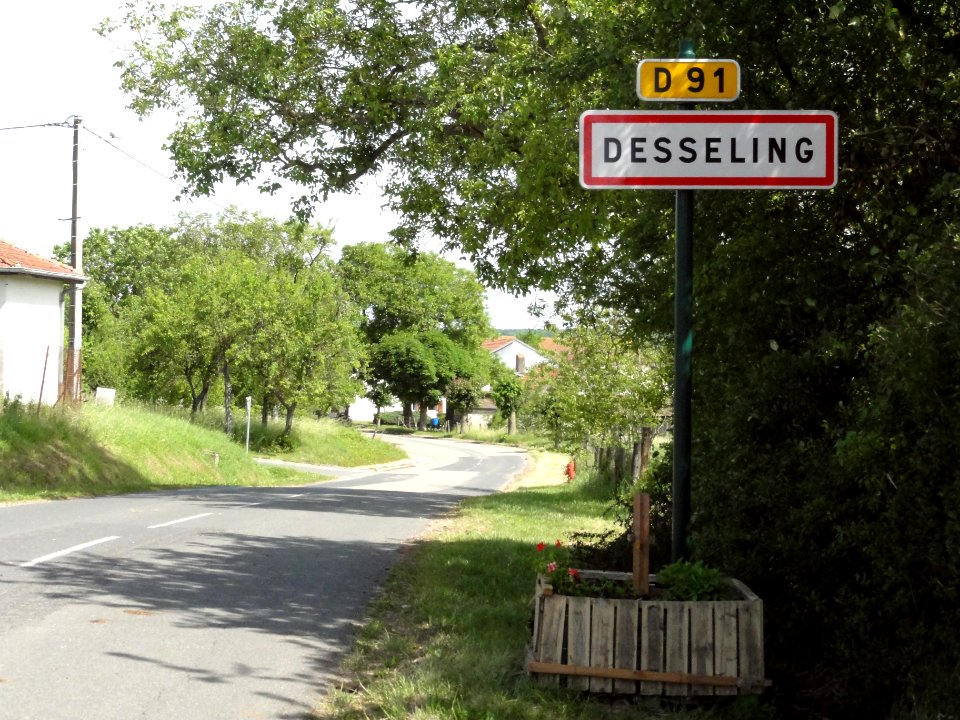 Desseling (Moselle) city limit sign