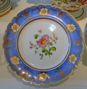 Desert plate, from a partial dessert service, made by John Ridgway, 1830-1840, porcelain, hand-painted decoration and gilding - Peabody Essex Museum - DSC06643