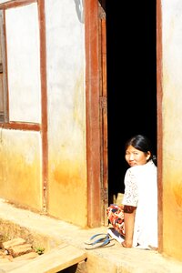 Door frame look back feminine