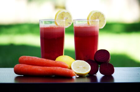Salad beetroot carrots lemon beverage