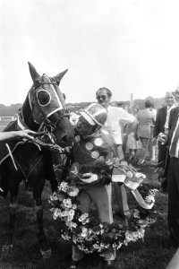 Derby Duindigt winnaar G. van Eykelenborg kust paard Vancouver Cede, Bestanddeelnr 932-2626