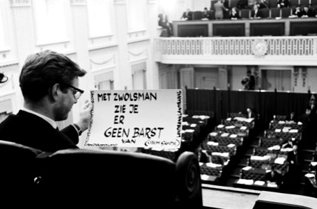 Derde dag TV-Debat Naast de publieke ingang van de Tweede Kamer was reeds de ee, Bestanddeelnr 914-9559