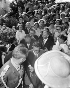 Derde dag van het bezoek van Koning Boudewijn Ontvangst van de Belgische kolonie, Bestanddeelnr 910-5145