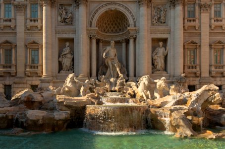 Detail Neptune Trevi fountain Rome Italy photo