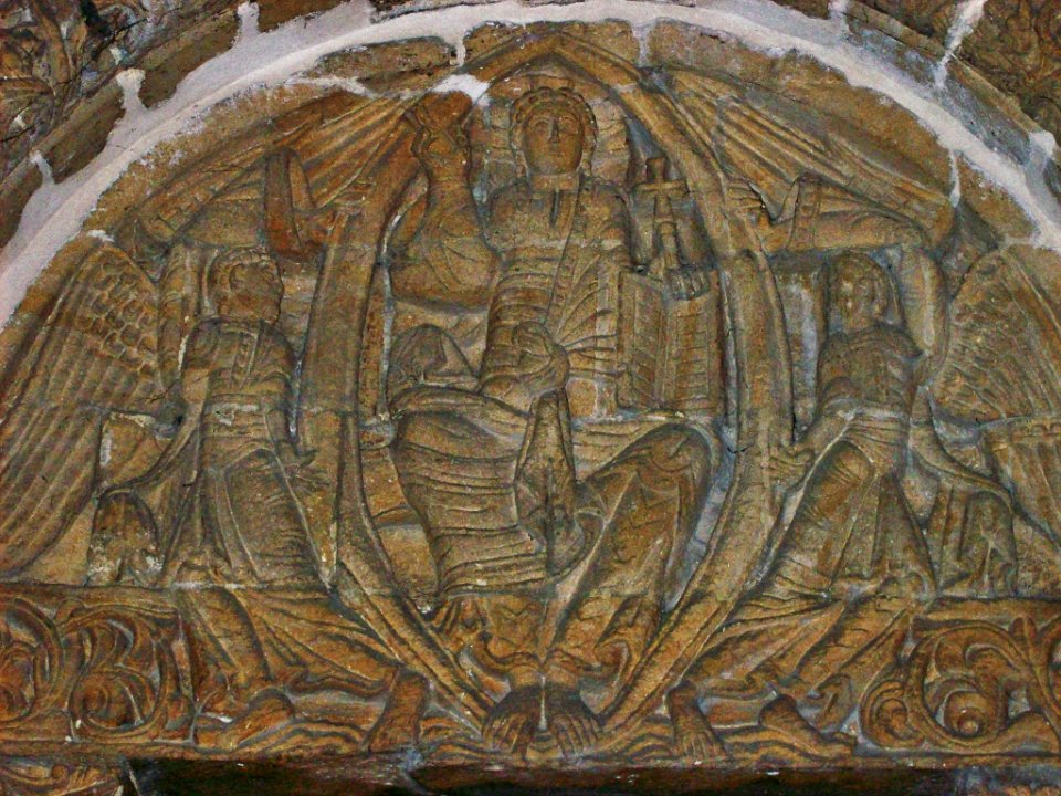 Detail of tympanum, Dean's Door, Ely